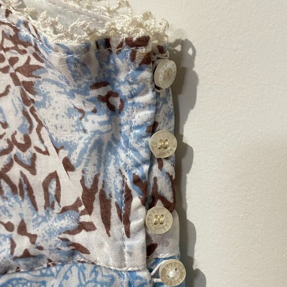 Vintage Y2K Guess Camisole Top Blue Paisley Brown Floral Lace Babydoll Cotton - Picture 9 of 16